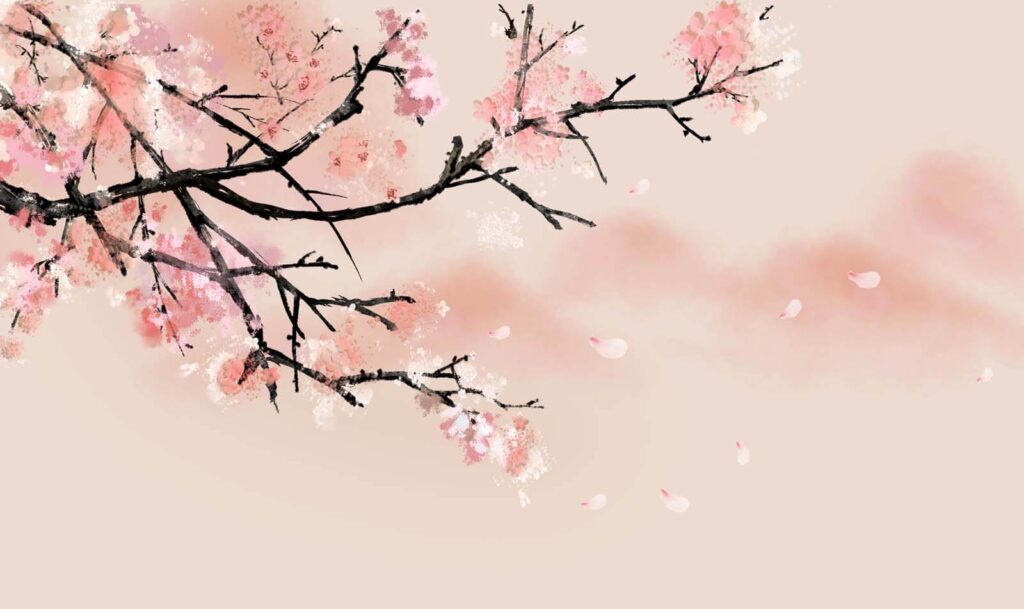 Ramas oscuras sobre rosa — diseño completo