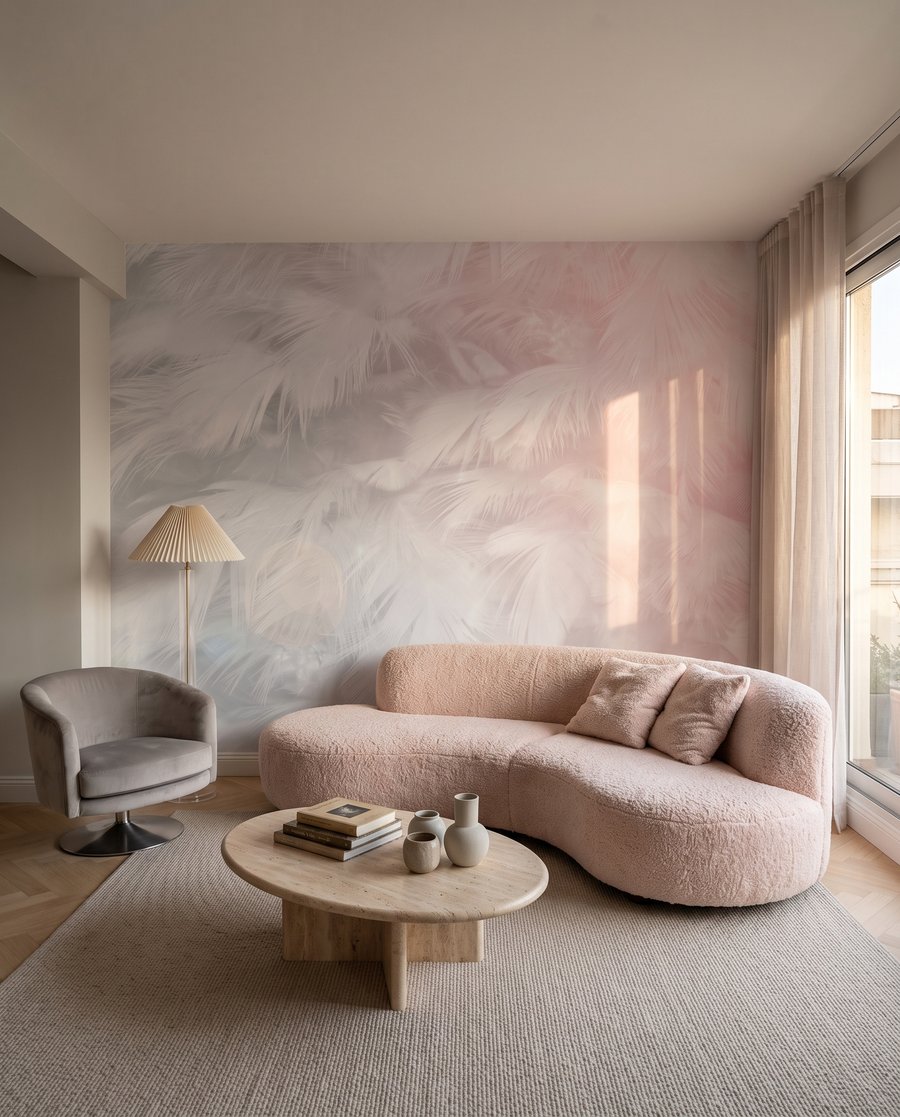 Plumas en bruma rosa — interior 2