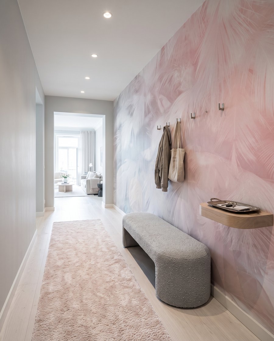 Plumas en bruma rosa — interior 3