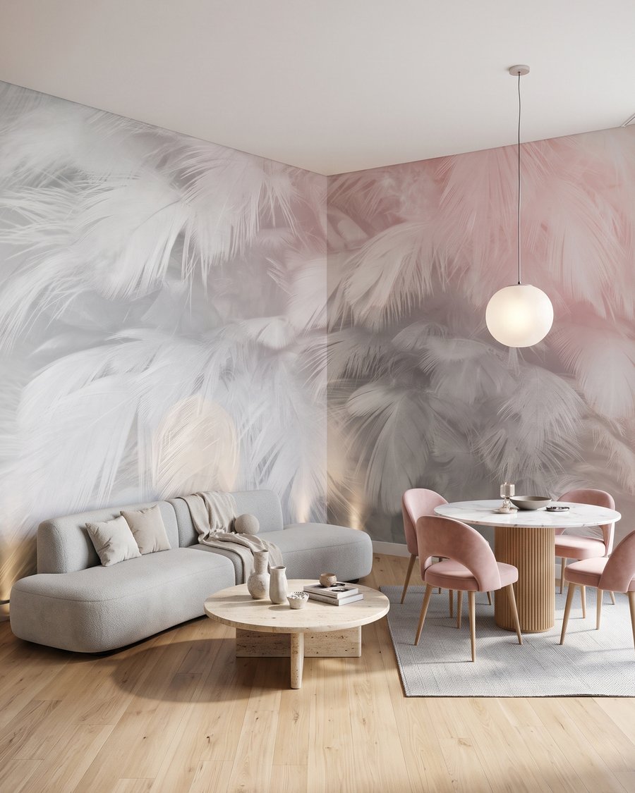 Plumas en bruma rosa — interior 4