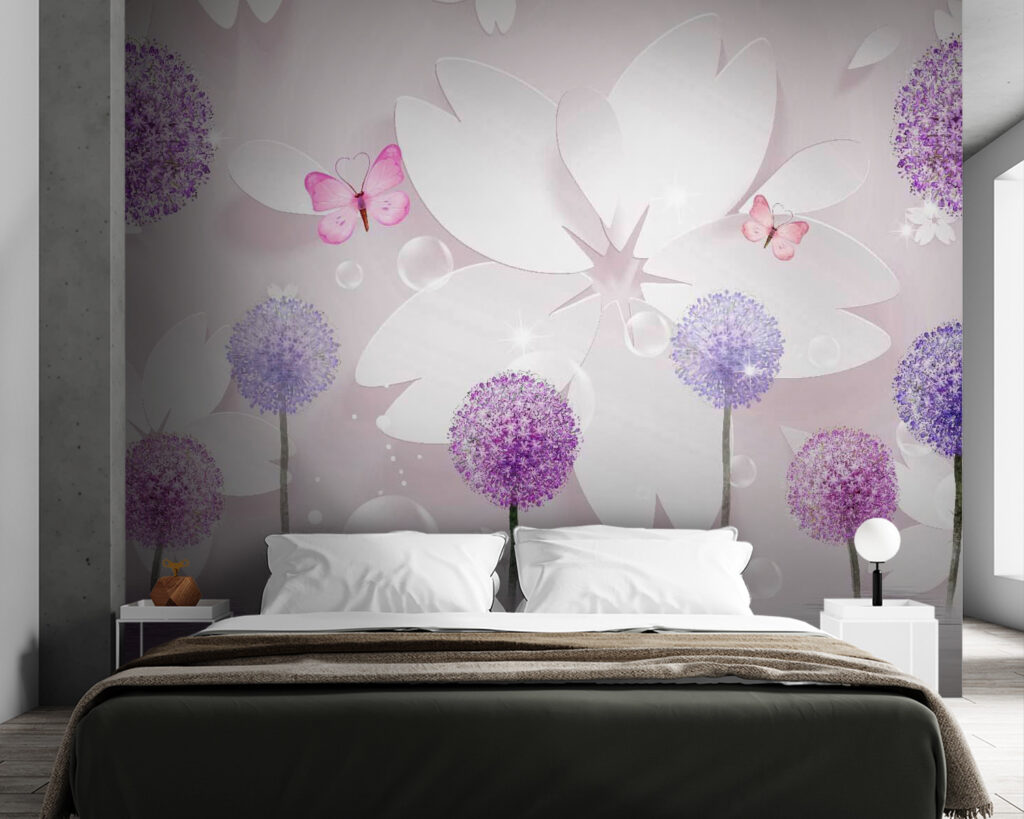 Flores redondas y mariposas — interior 2