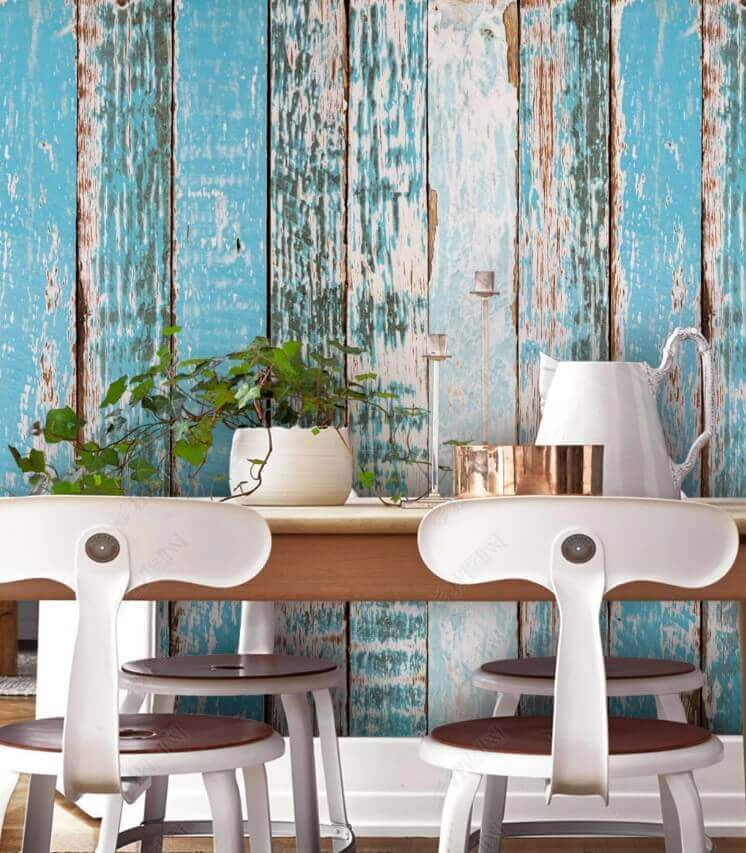 Tablas azules desgastadas — interior 1