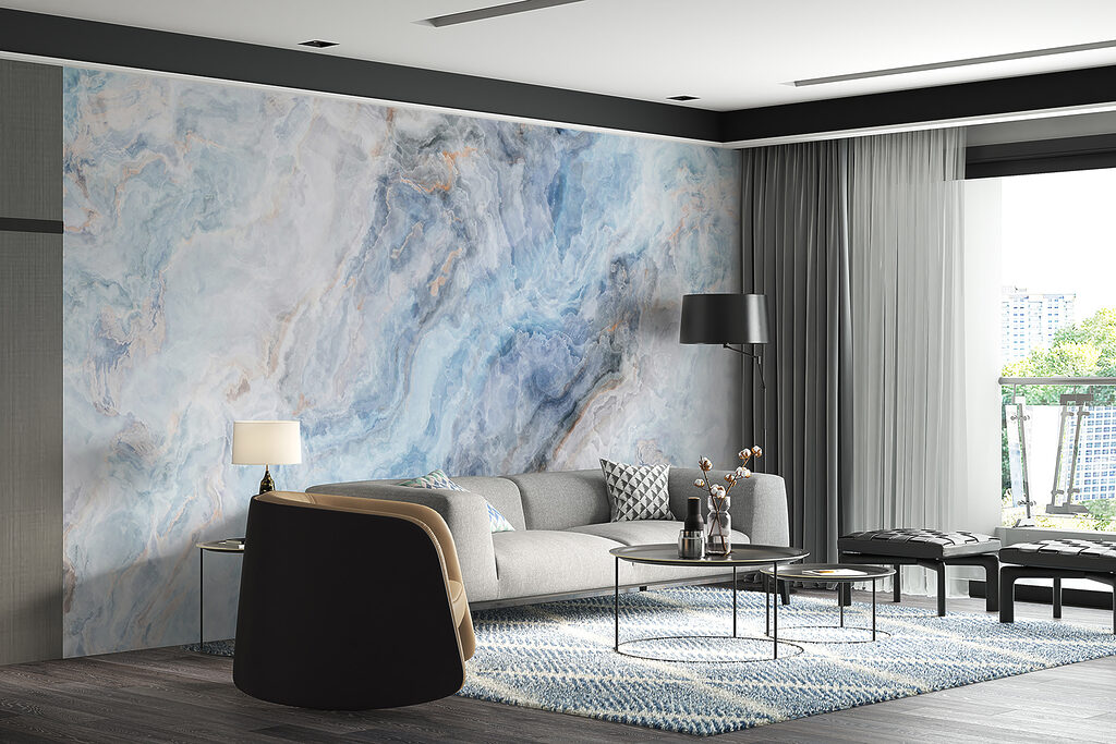 Vetas azules sobre blanco — interior 3