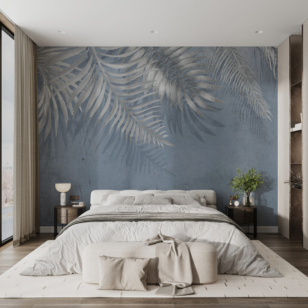Palmas claras sobre azul — interior 10