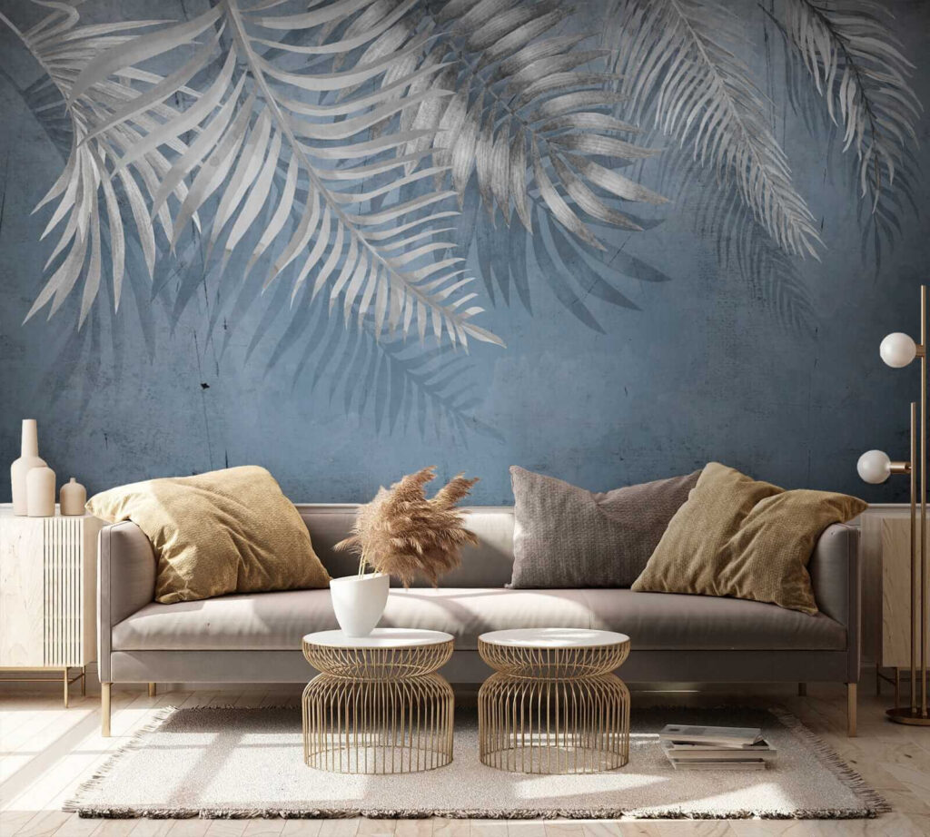 Palmas claras sobre azul — interior 5