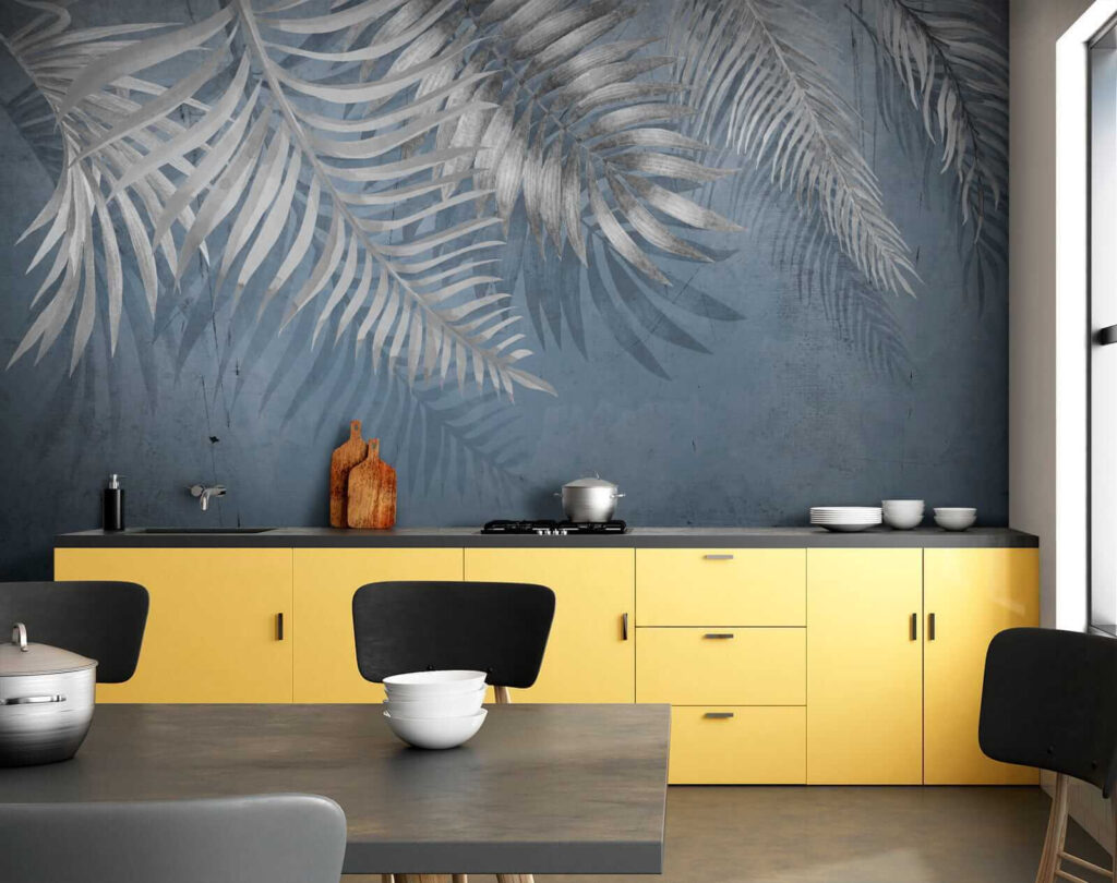 Palmas claras sobre azul — interior 8