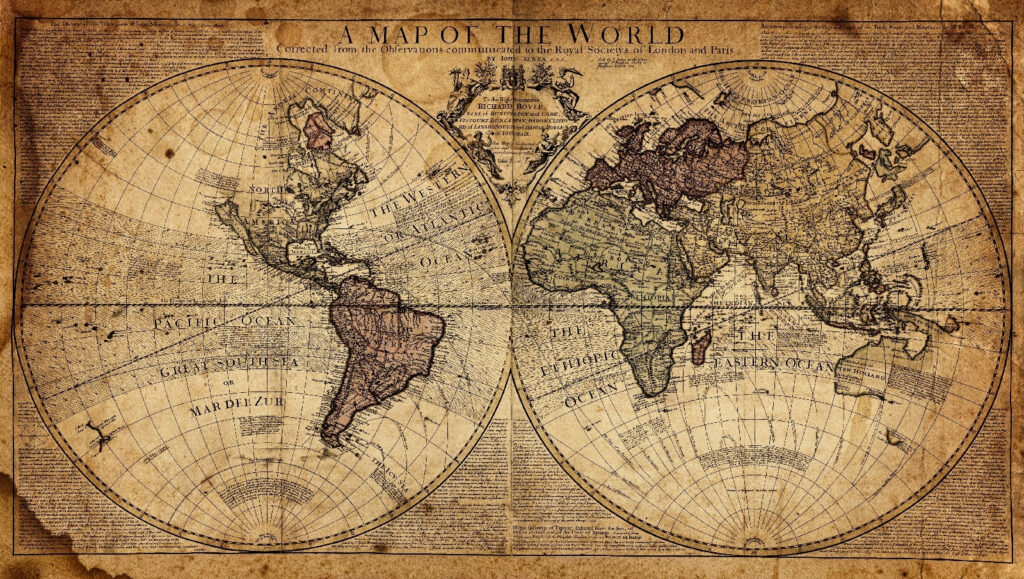 Mapamundi antiguo — diseño completo