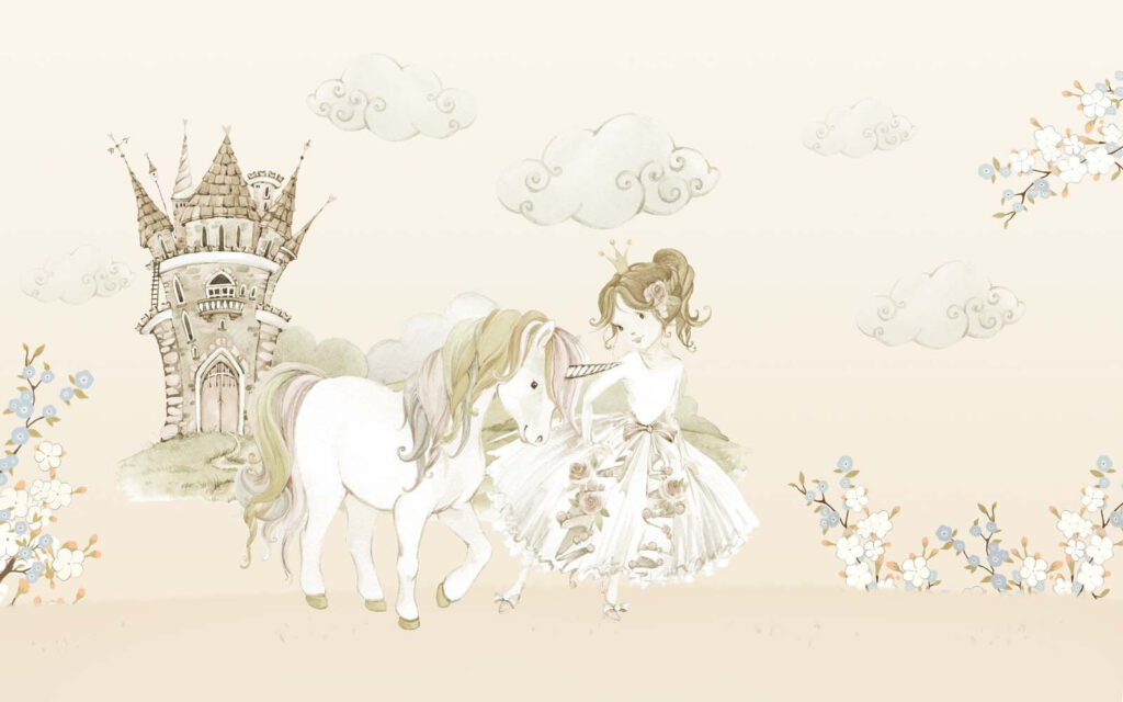 Princesa con unicornio — diseño completo