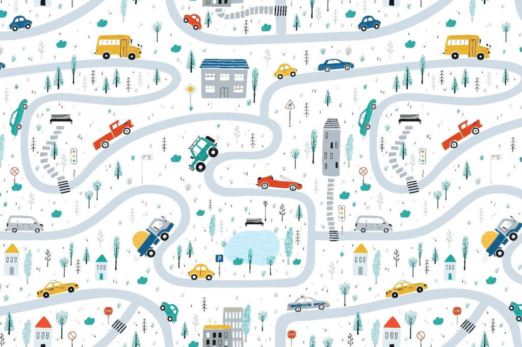 Calles llenas de tráfico — diseño completo