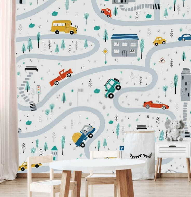Calles llenas de tráfico en un interior