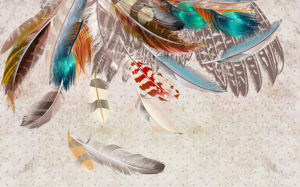 Plumas colgantes de colores — diseño completo