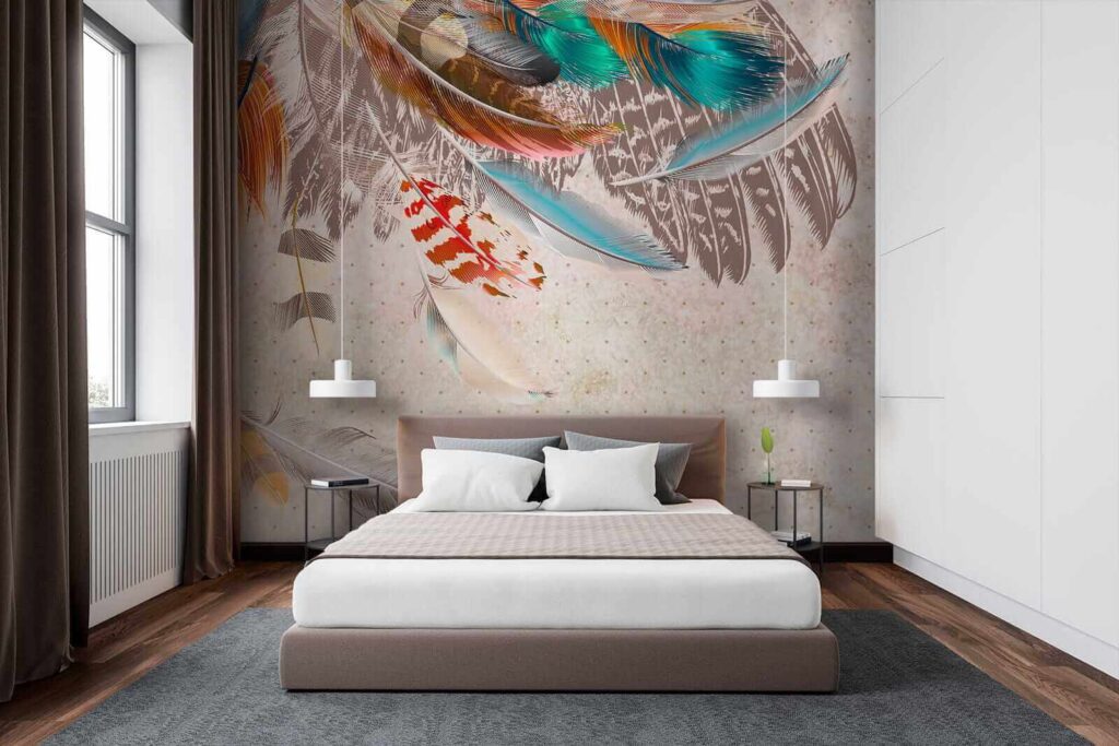 Plumas colgantes de colores — interior 3