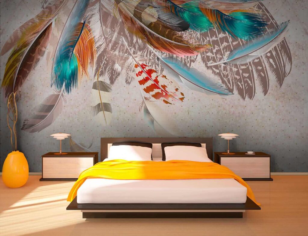 Plumas colgantes de colores — interior 5