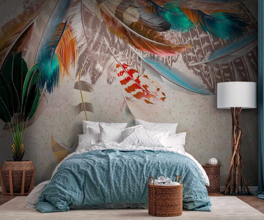 Plumas colgantes de colores — interior 6