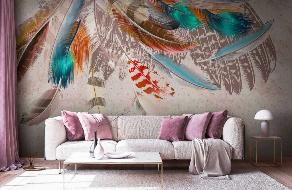 Plumas colgantes de colores — interior 8