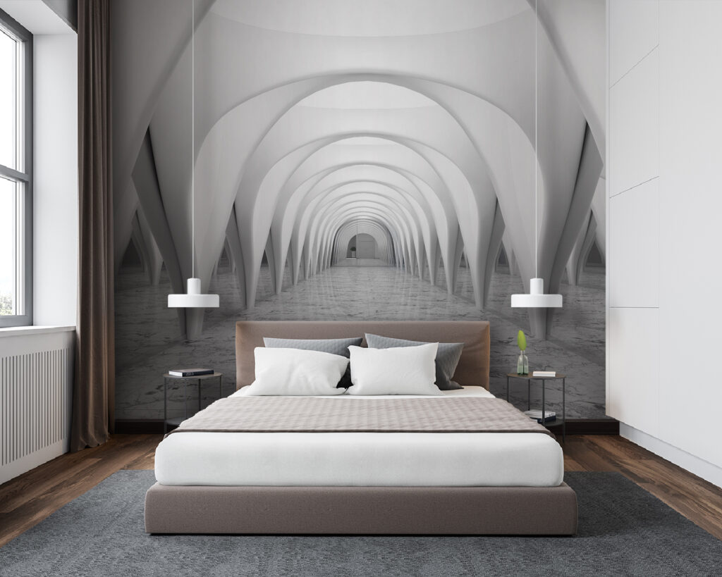 Arcos blancos en pasillo — interior 1
