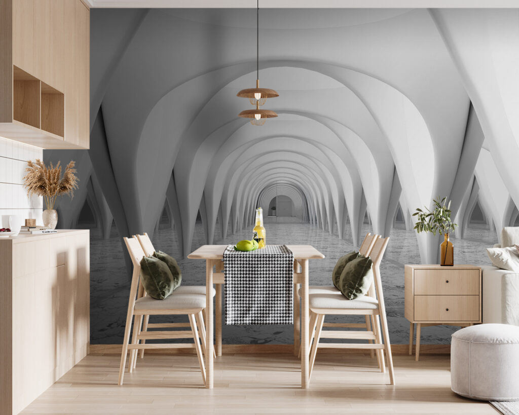 Arcos blancos en pasillo — interior 4