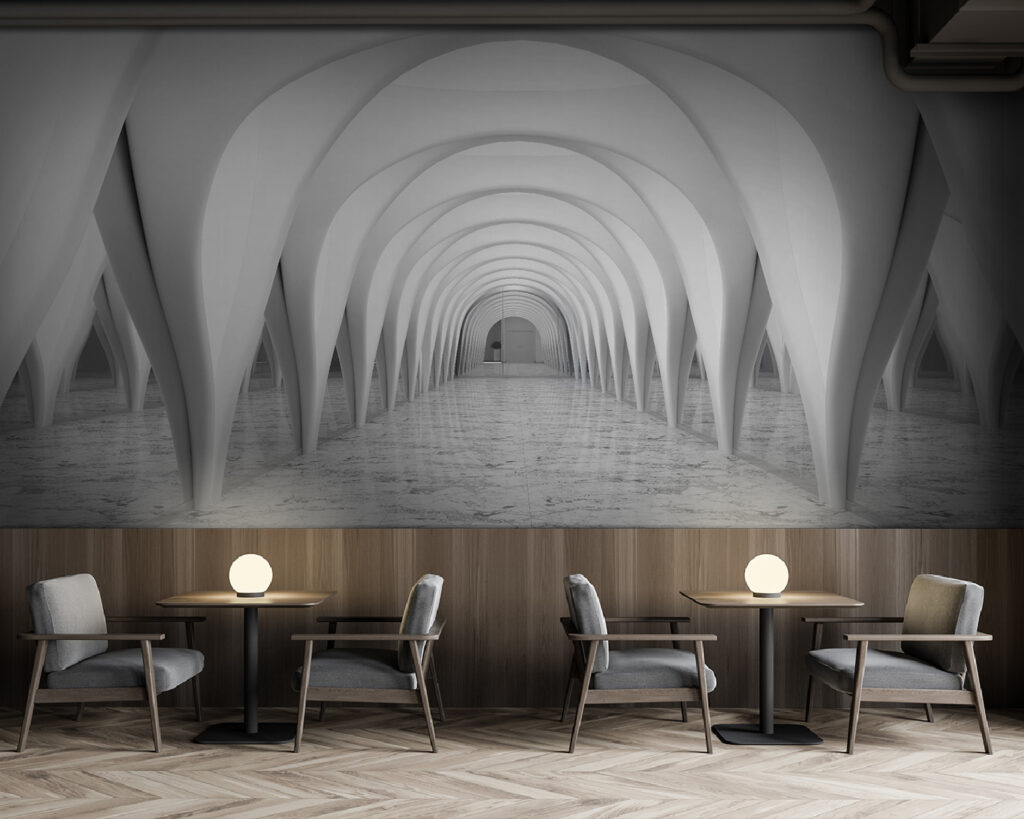 Arcos blancos en pasillo — interior 5