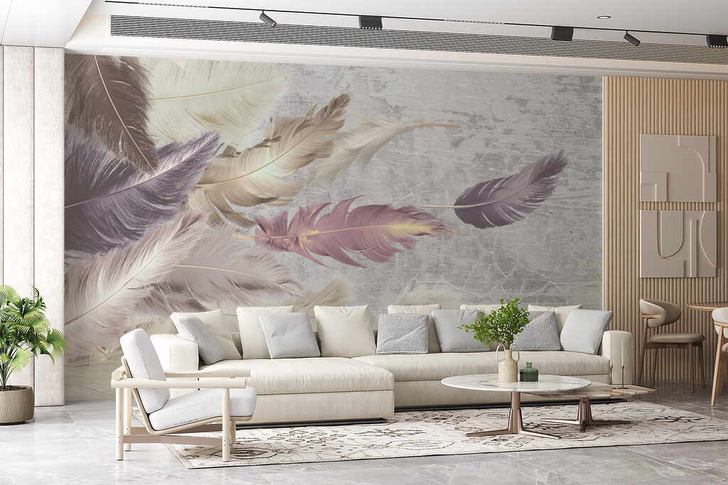 Plumas sobre pintura gastada — interior 6