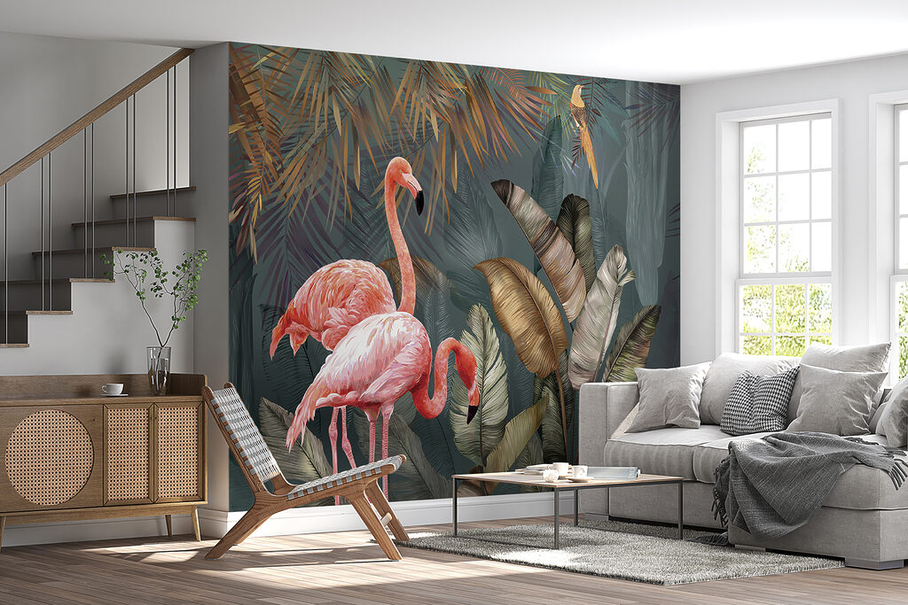 Flamencos entre hojas tropicales — interior 3