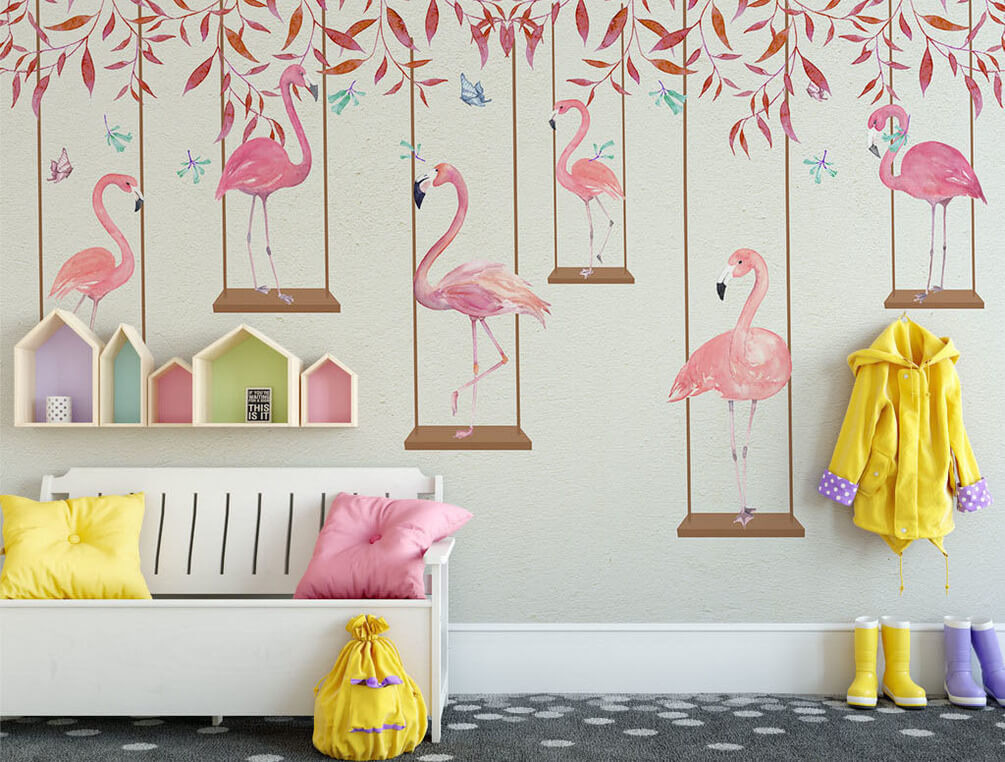 Flamencos en columpios — interior 1