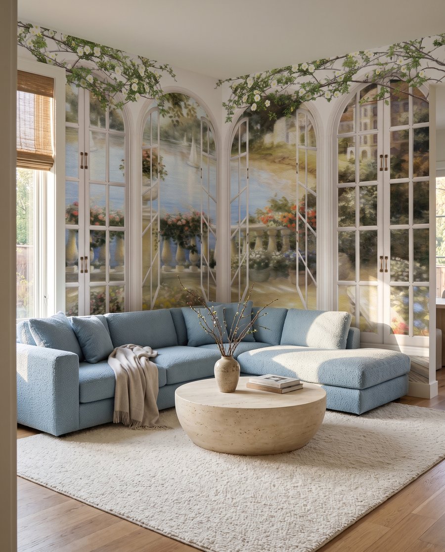 Ventanas al jardín en un interior