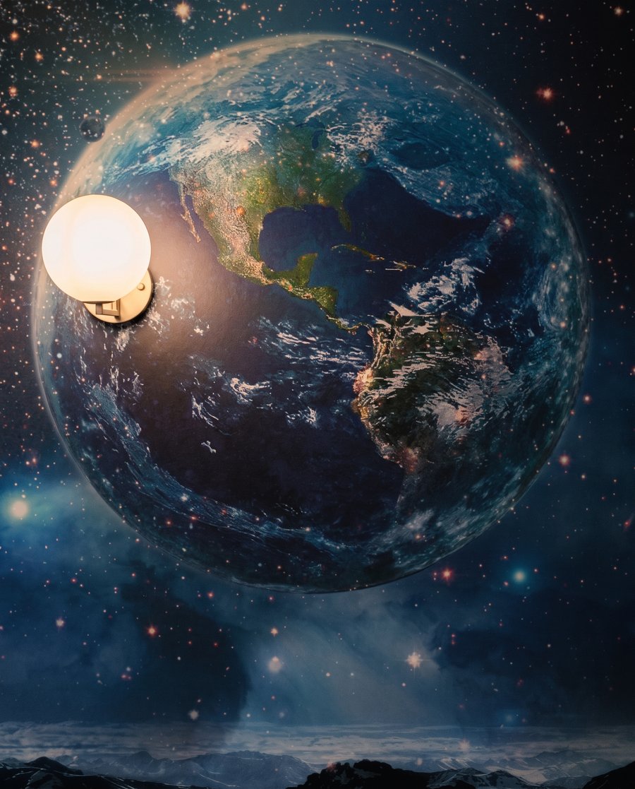 Tierra sobre montañas lunares — detalle