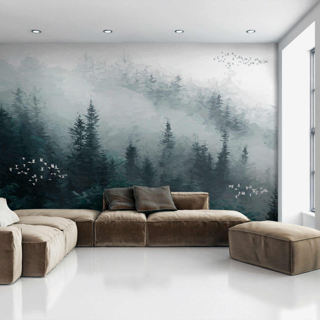 Bandadas entre pinos grises — interior 6