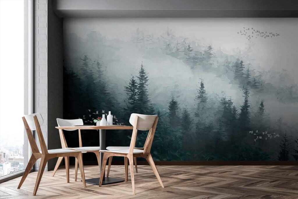 Bandadas entre pinos grises — interior 9