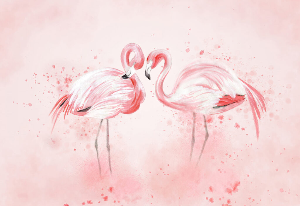 Dos flamencos en rosa — diseño completo