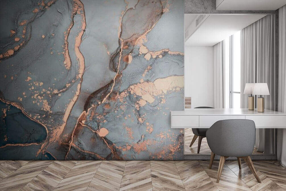 Vetas cobrizas sobre gris — interior 3