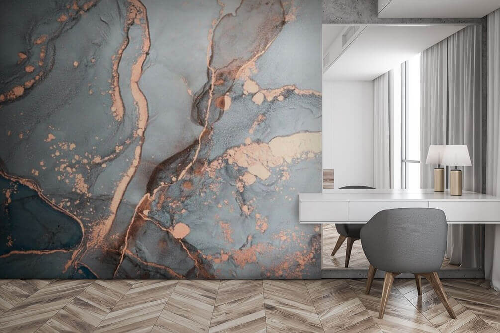 Vetas cobrizas sobre gris — interior 1