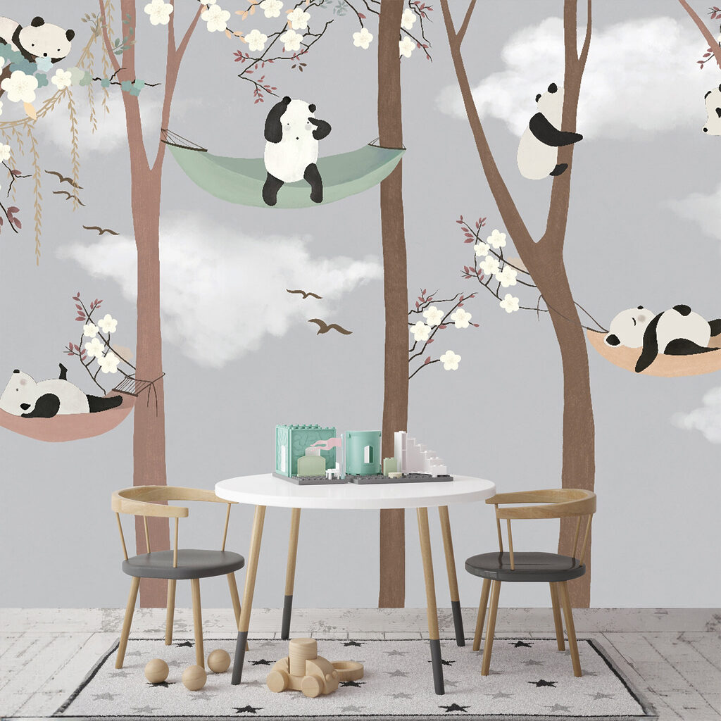Pandas en hamacas — interior 2