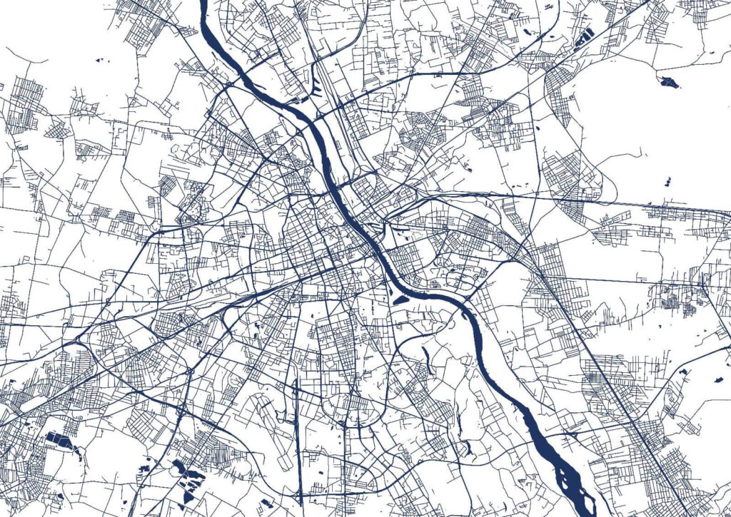 Mapa urbano en líneas — diseño completo