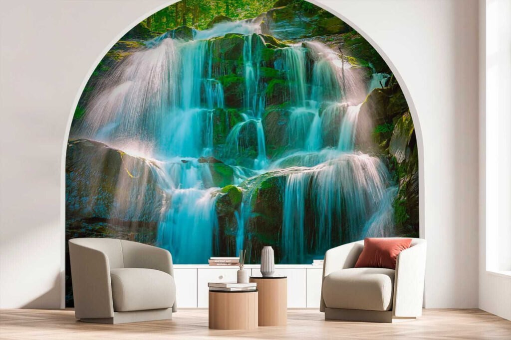 Cascadas sobre rocas musgosas — interior 5