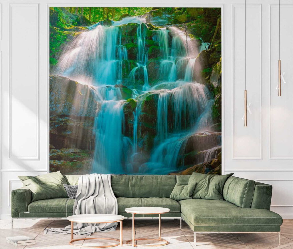 Cascadas sobre rocas musgosas — interior 6