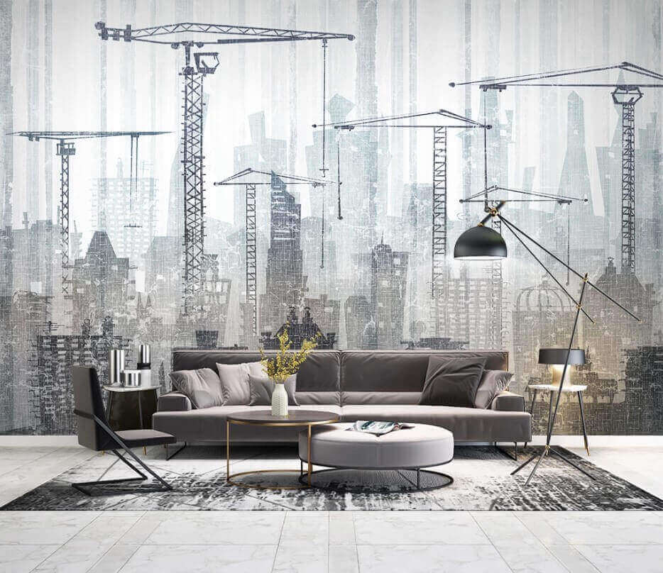Ciudad en construcción en un interior