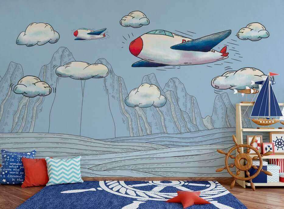 Aviones dibujados sobre montañas — interior 1
