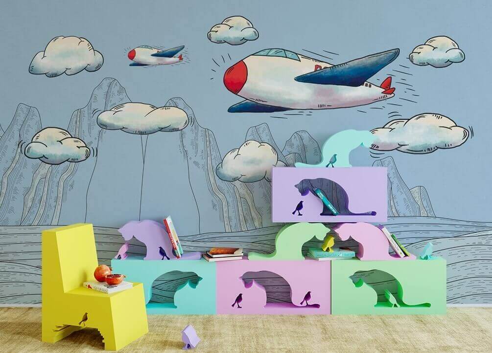 Aviones dibujados sobre montañas — interior 2