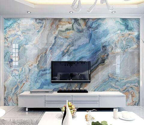 Bandas azules en piedra — interior 1