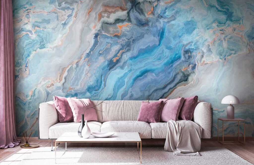 Bandas azules en piedra — interior 7