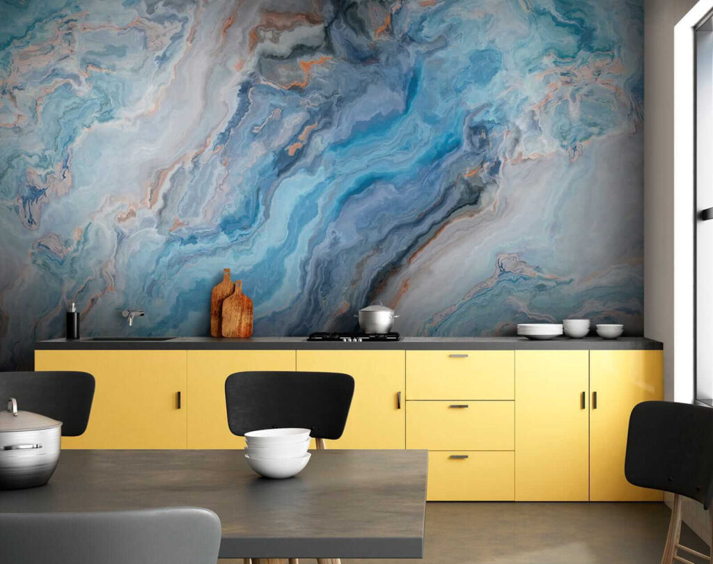 Bandas azules en piedra — interior 8