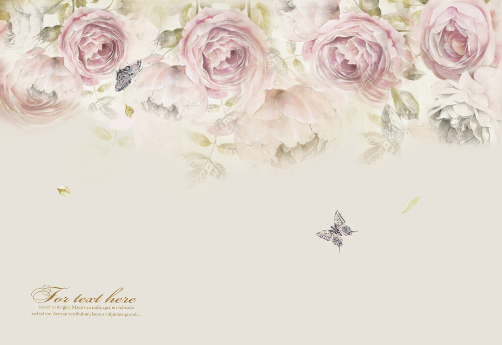 Rosas sobre una mariposa — diseño completo