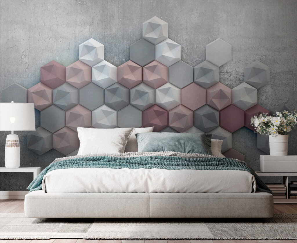 Hexágonos sobre gris — interior 1