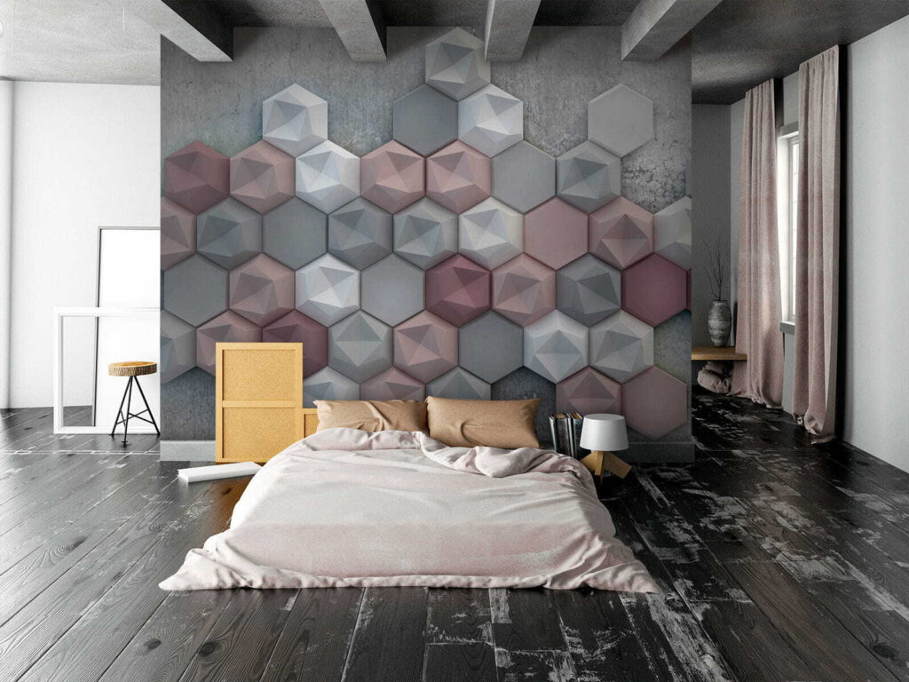 Hexágonos sobre gris — interior 2