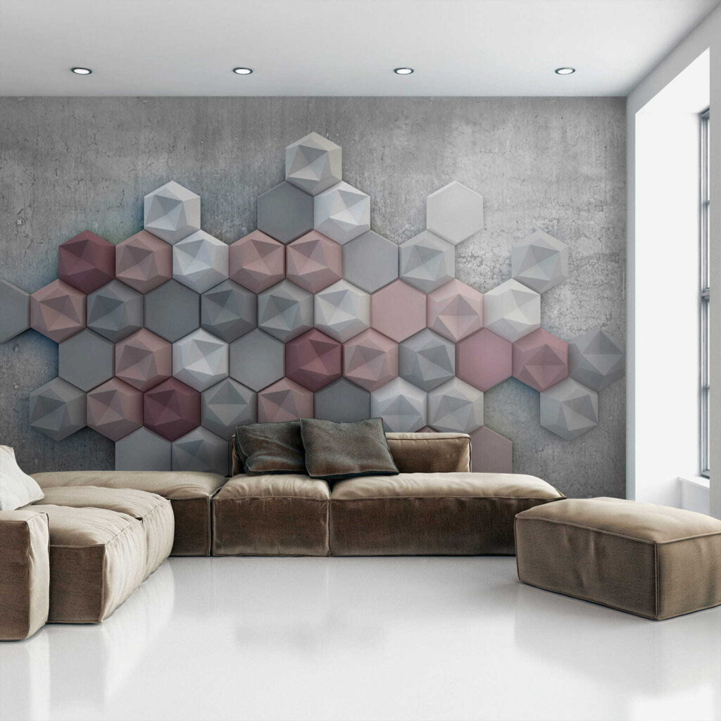 Hexágonos sobre gris — interior 4