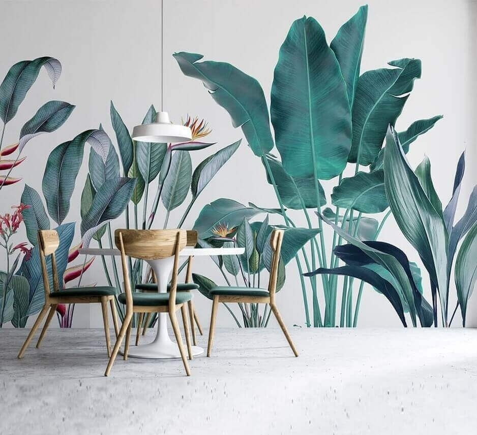 Hojas tropicales sobre blanco — interior 1