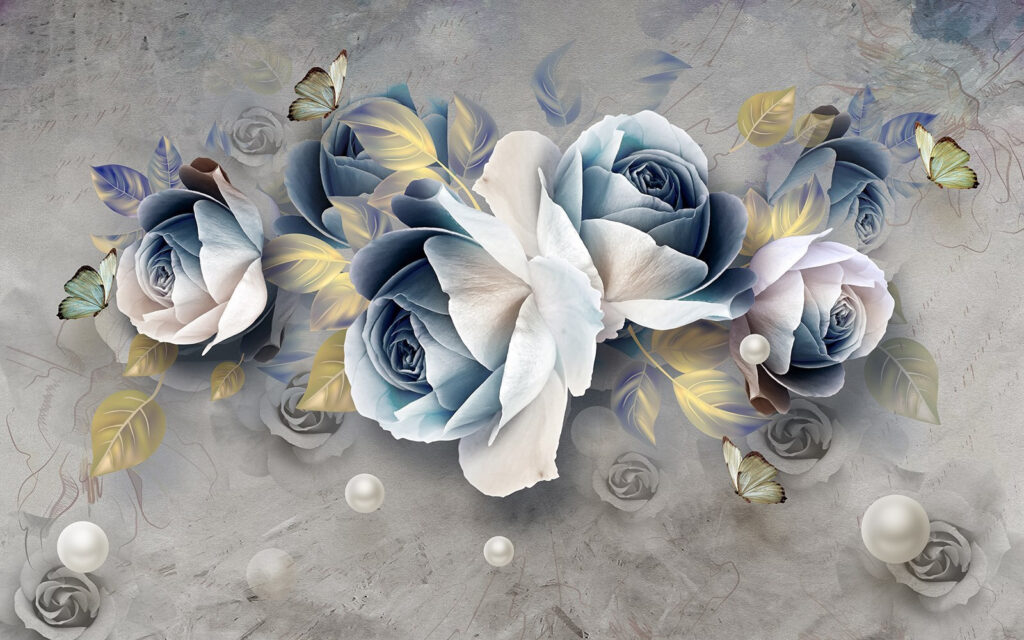 Rosas azul grisáceo — diseño completo