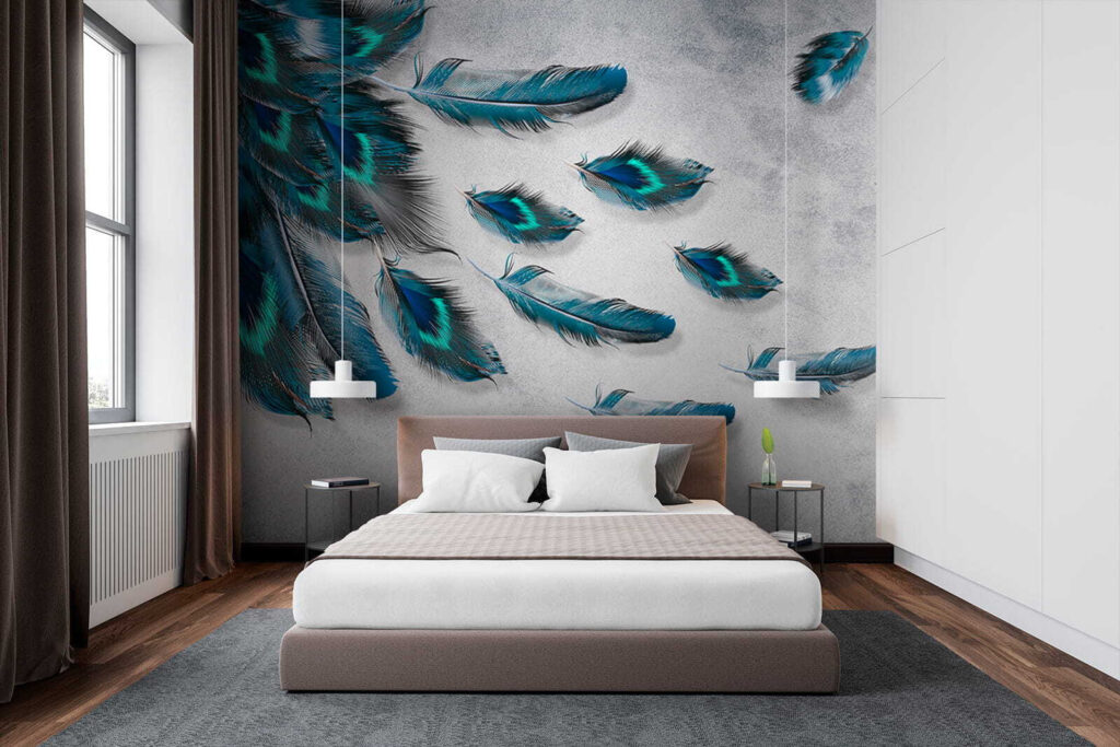 Plumas azules y turquesa — interior 1