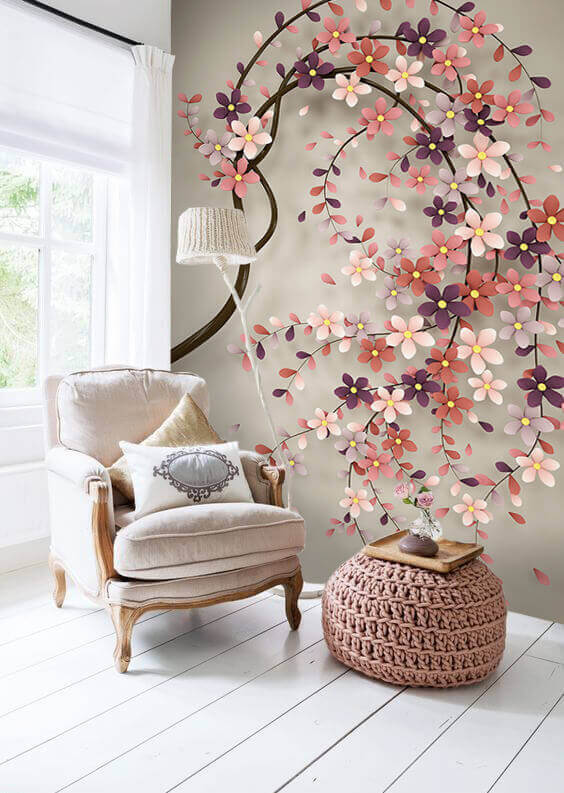 Flores sobre rama ornamental — interior 1